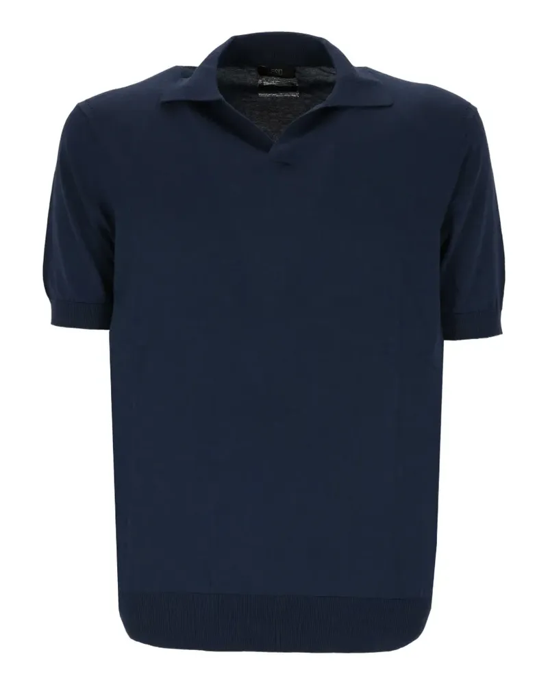 HOSIO short-sleeved collared T-shirt - Blau Blau