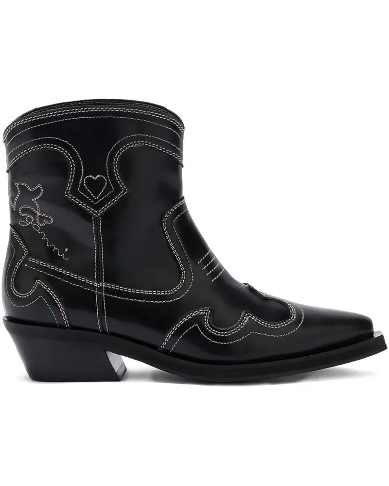 Ganni Stiefel mit spitzer Kappe - Schwarz Schwarz