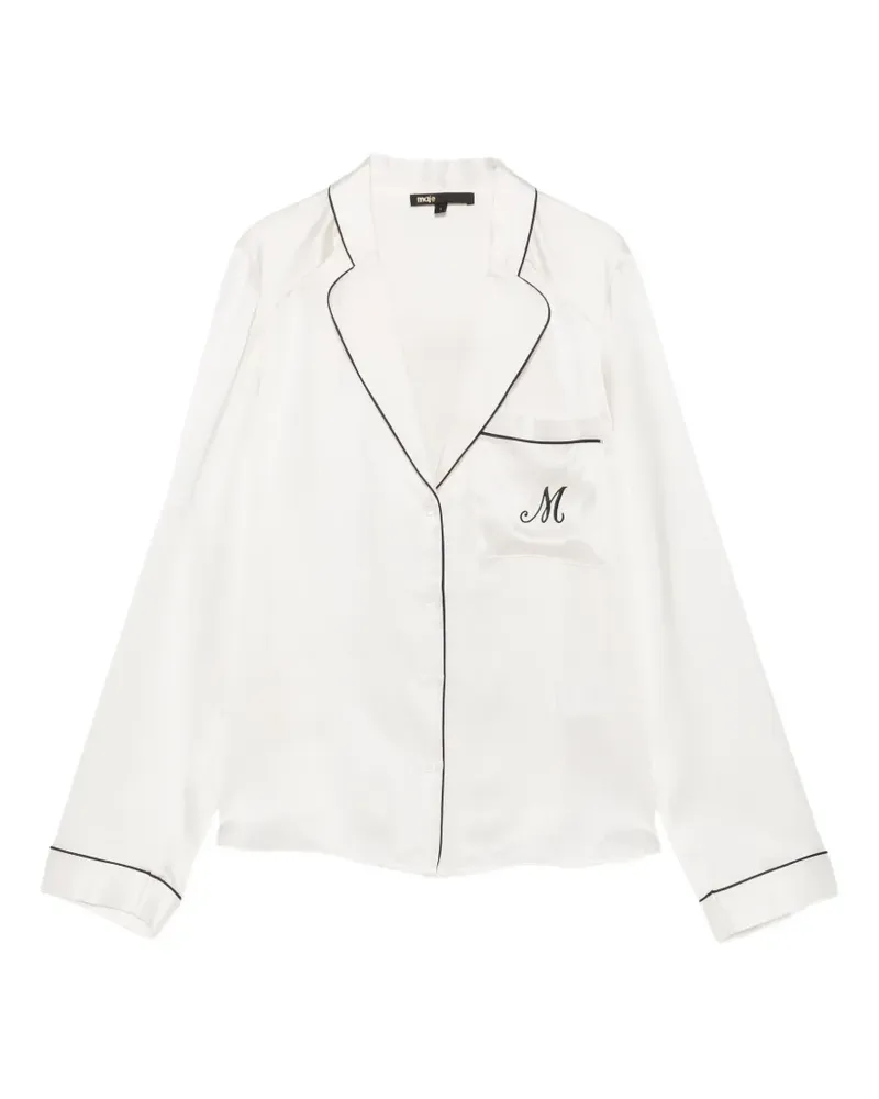 Maje piped-trim embroidered shirt - Nude Nude