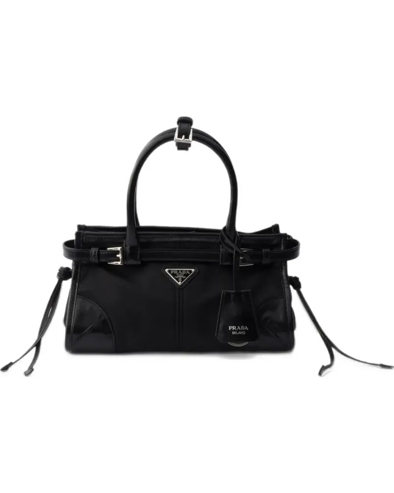 Prada Kleine Bonnie Handtasche aus Re-Nylon und Leder - Schwarz Schwarz