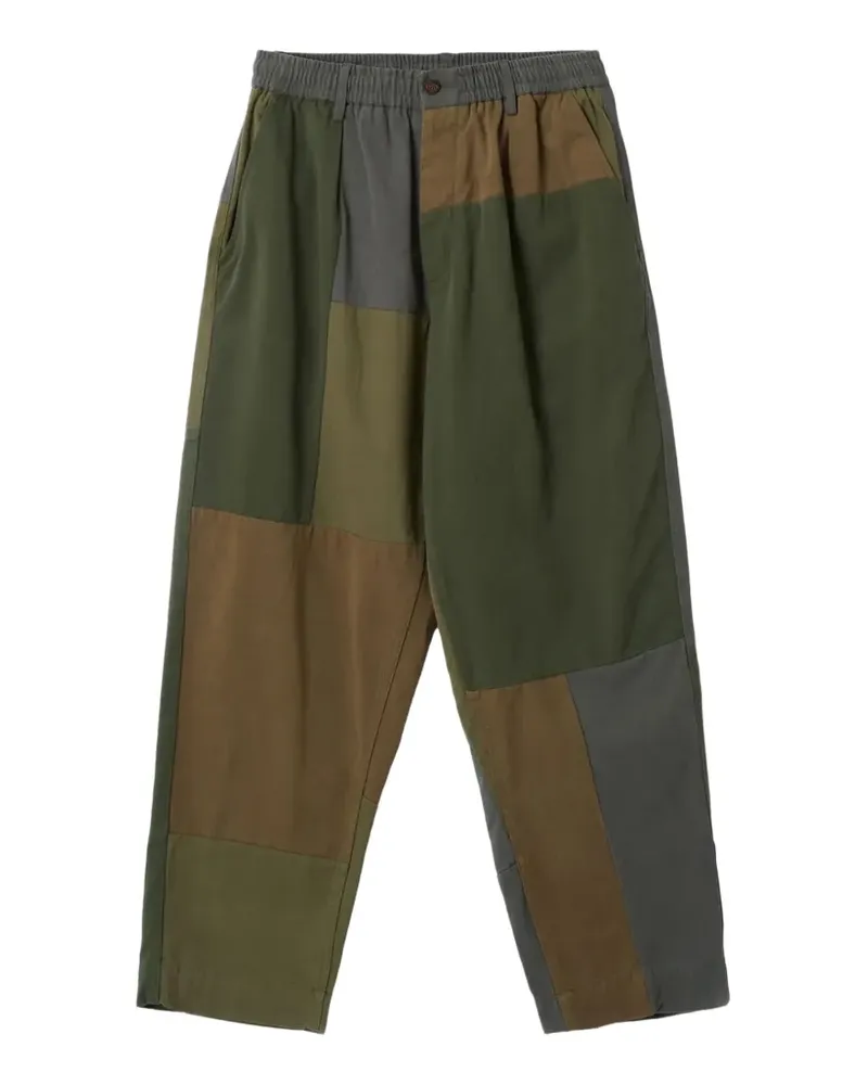 Universal Works patchwork pleated trousers - Grün Grün