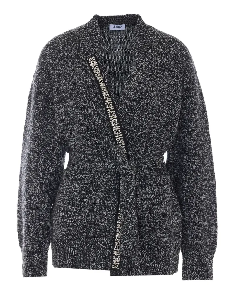Liu Jo Cardigan mit Kristallverzierung und Gürtel - Grau Grau
