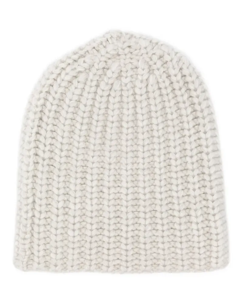 Warm-ME Grob gestrickte Beanie - Weiß Weiß