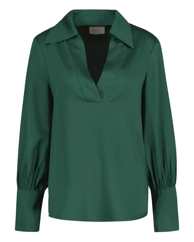 Gant Klassische Satinbluse - Grün Grün