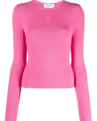 Marine Serre Geripptes Stricktop mit Logo Rosa