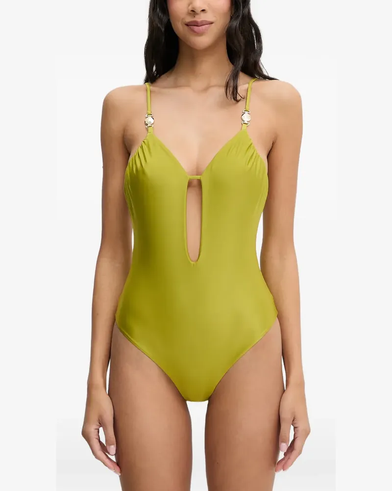 Patrizia Pepe cut-out logo-plaque swimsuit - Grün Grün