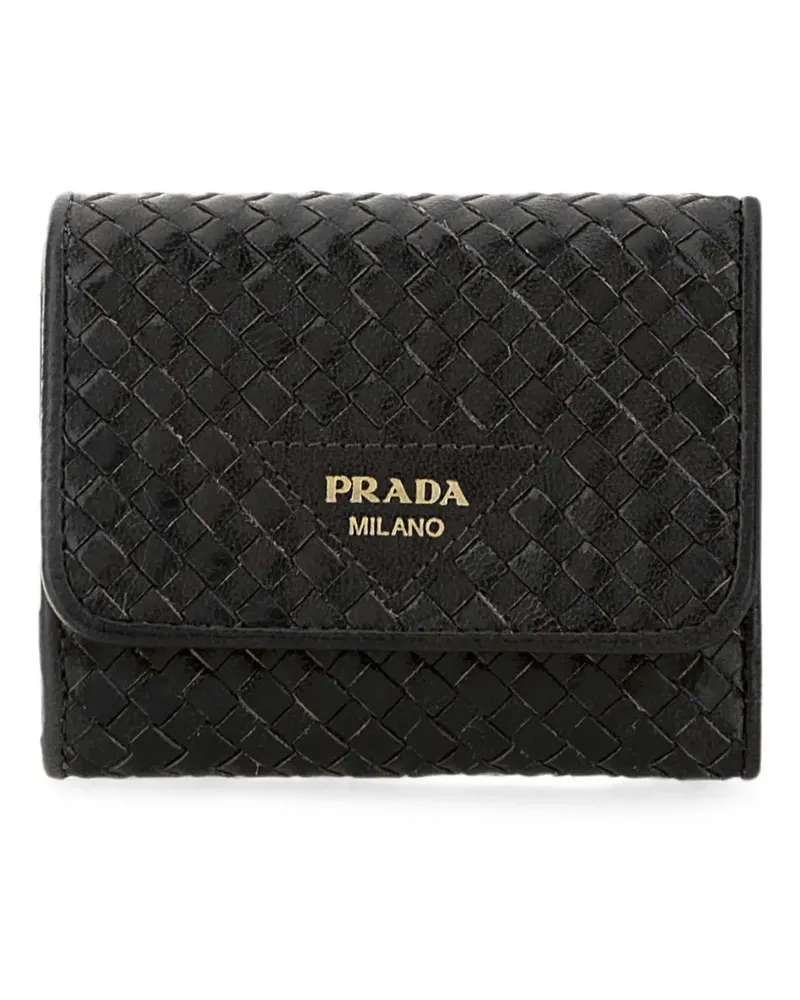 Prada woven-design foldover wallet - Schwarz Schwarz
