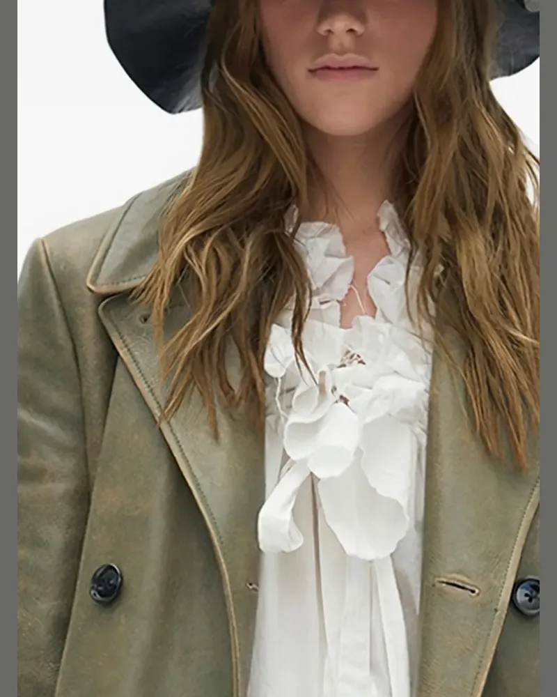 Ann Demeulemeester Agniet double-breasted leather coat - Grün Grün