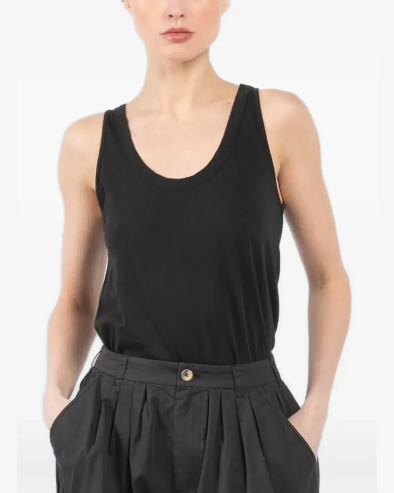 Velvet scoop-neck tank top - Schwarz Schwarz