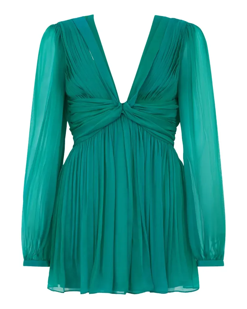 Alberta Ferretti pleated silk-chiffon mini dress - Grün Grün