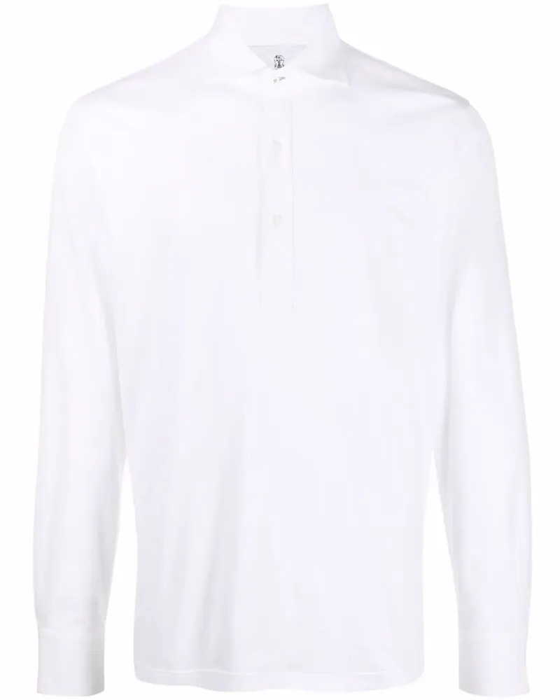 Brunello Cucinelli Poloshirt mit langen Ärmeln - Weiß Weiß