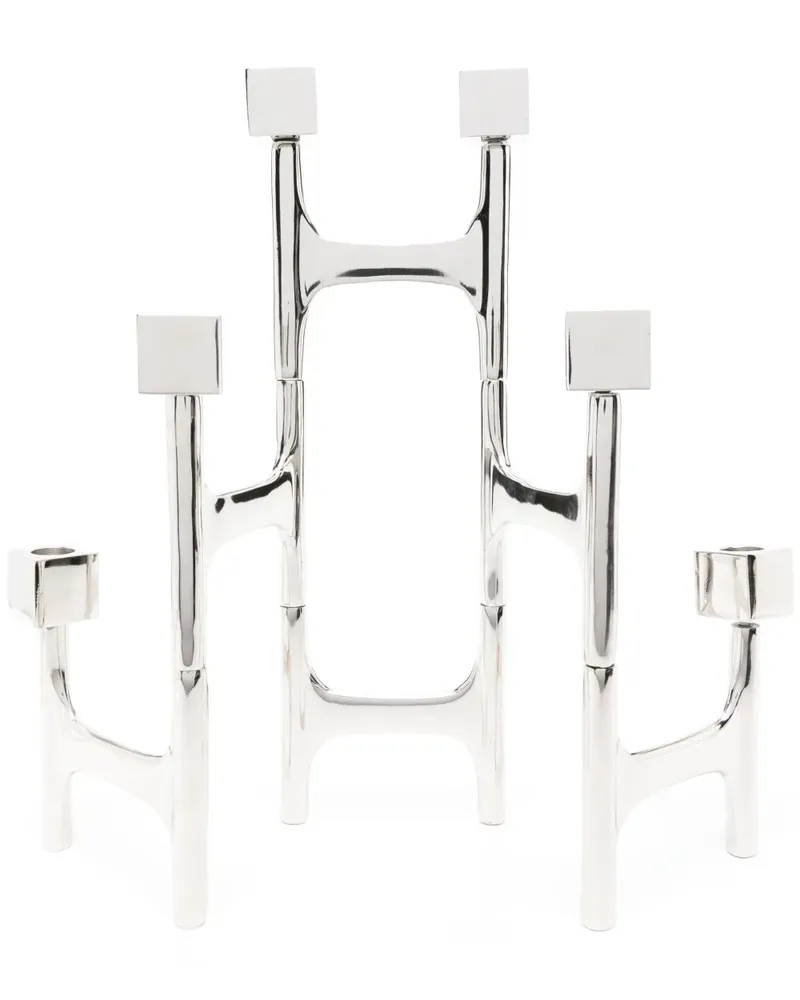 POLSPOTTEN Faltbarer Kerzenhalter mit plattierter Oberfläche - Silber Silber