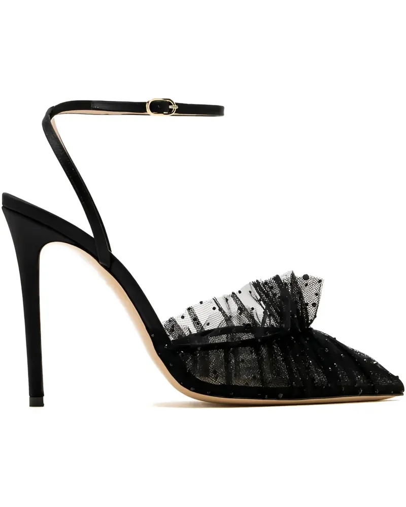 Andrea Wazen Gerüschte Franca Pumps 105mm - Schwarz Schwarz