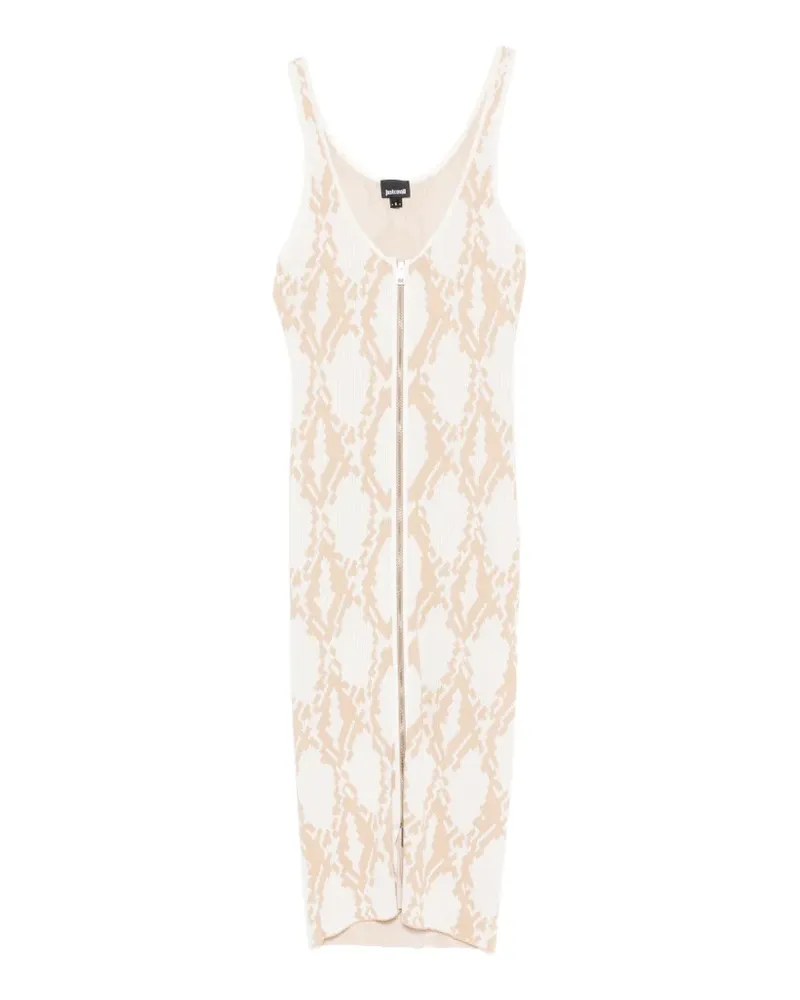 Just Cavalli zip patterned midi dress - Weiß Weiß