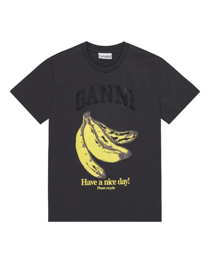Ganni T-Shirt mit Bananen-Print - Schwarz Schwarz