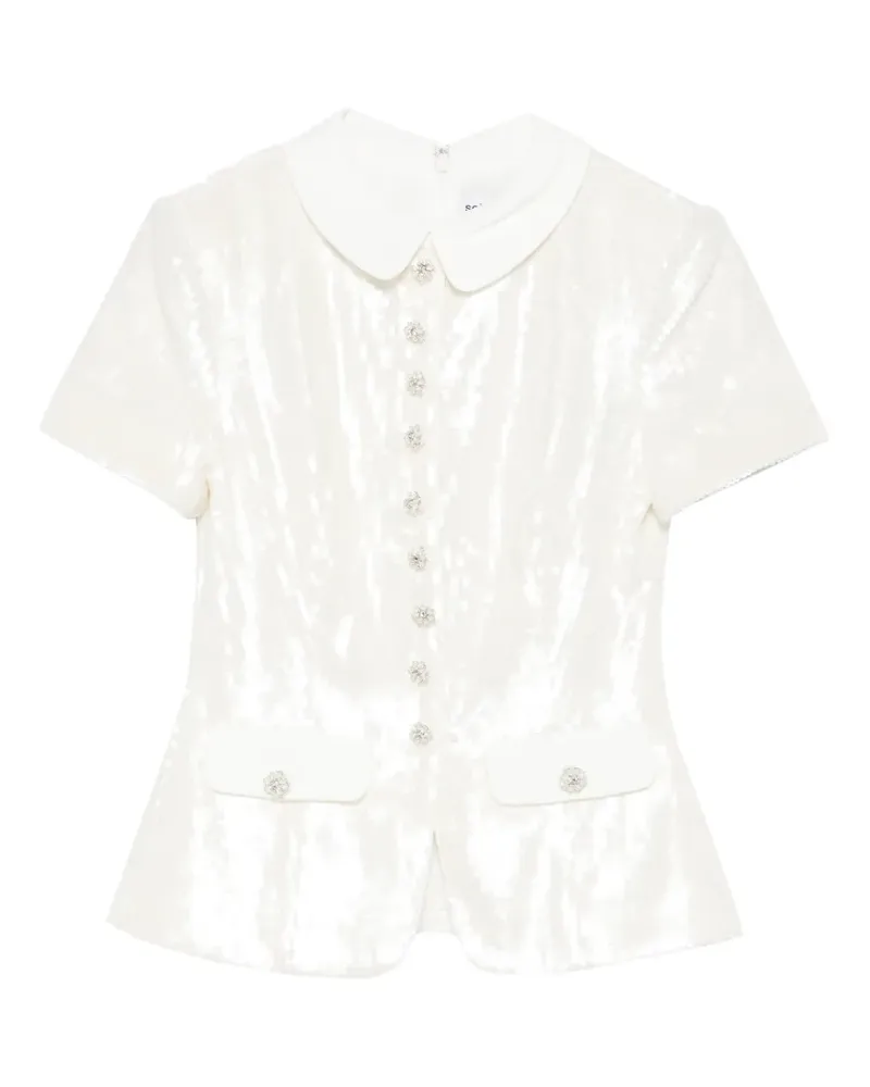 Self-Portrait Top mit Pailletten - Weiß Weiß