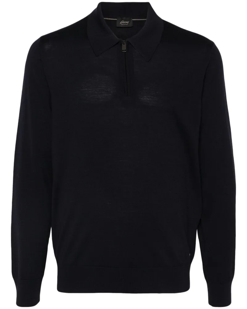 Brioni Poloshirt mit Reißverschluss - Blau Blau