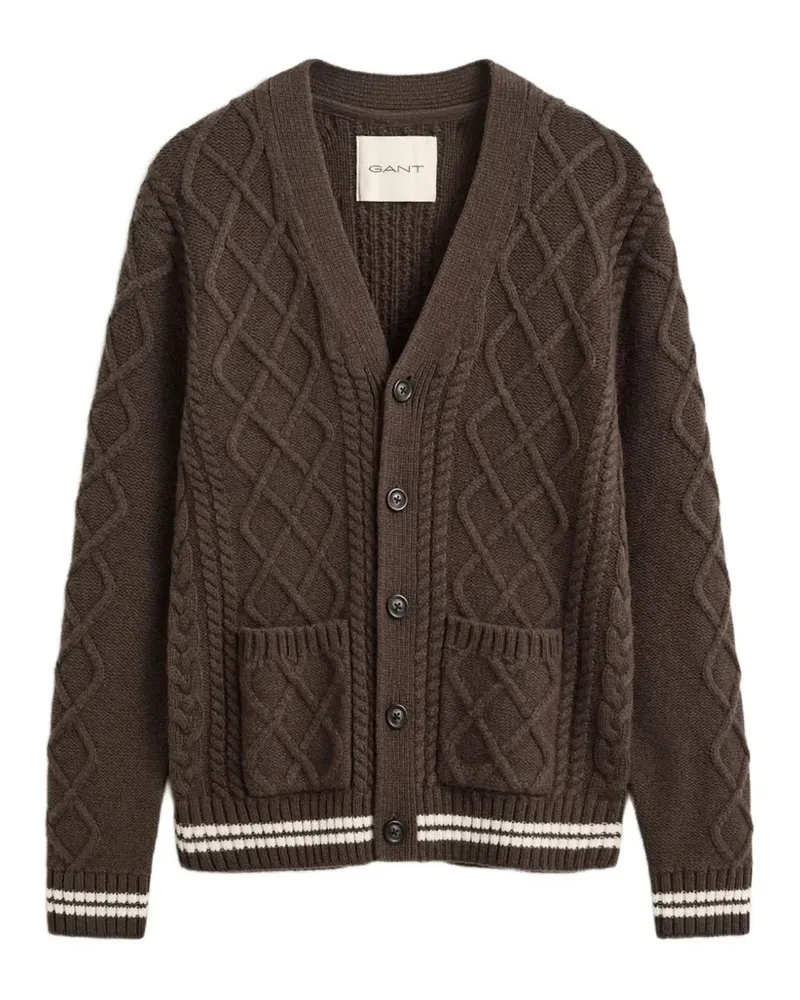 Gant Cardigan mit Zopfmuster - Braun Braun