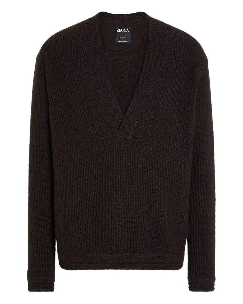 Ermenegildo Zegna Oasi Kaschmirpullover mit V-Ausschnitt - Braun Braun