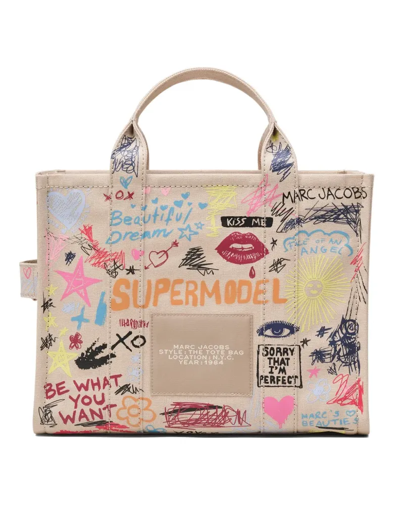 Marc Jacobs The Medium Punk Scribble Canvas-Tote Bag - Nude Nude