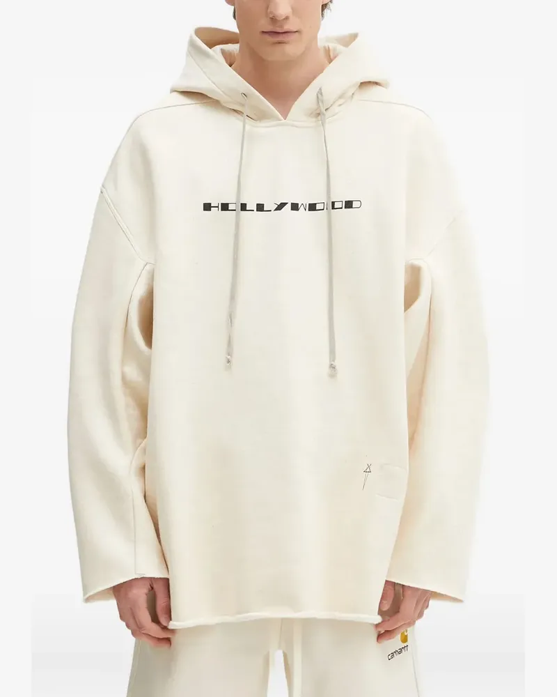 DRKSHDW by Rick Owens Ungesäumter Hollywood Hoodie mit grafischem Print - Nude Nude