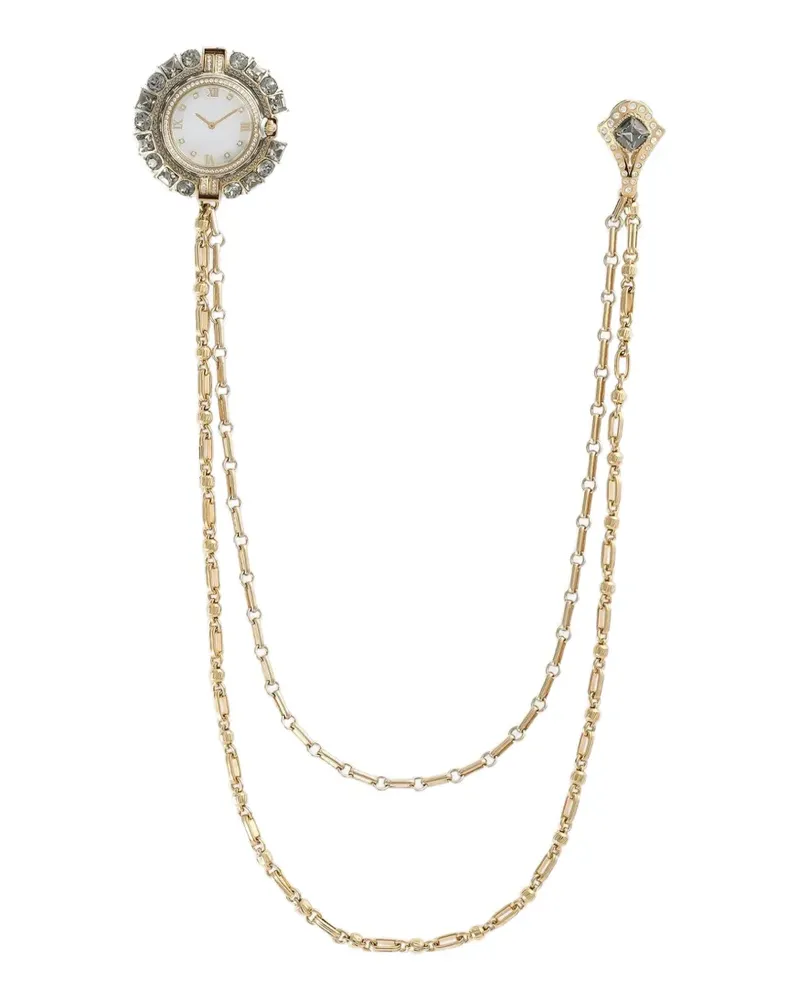 Dolce & Gabbana Uhrenbrosche mit Strass - Gold Gold