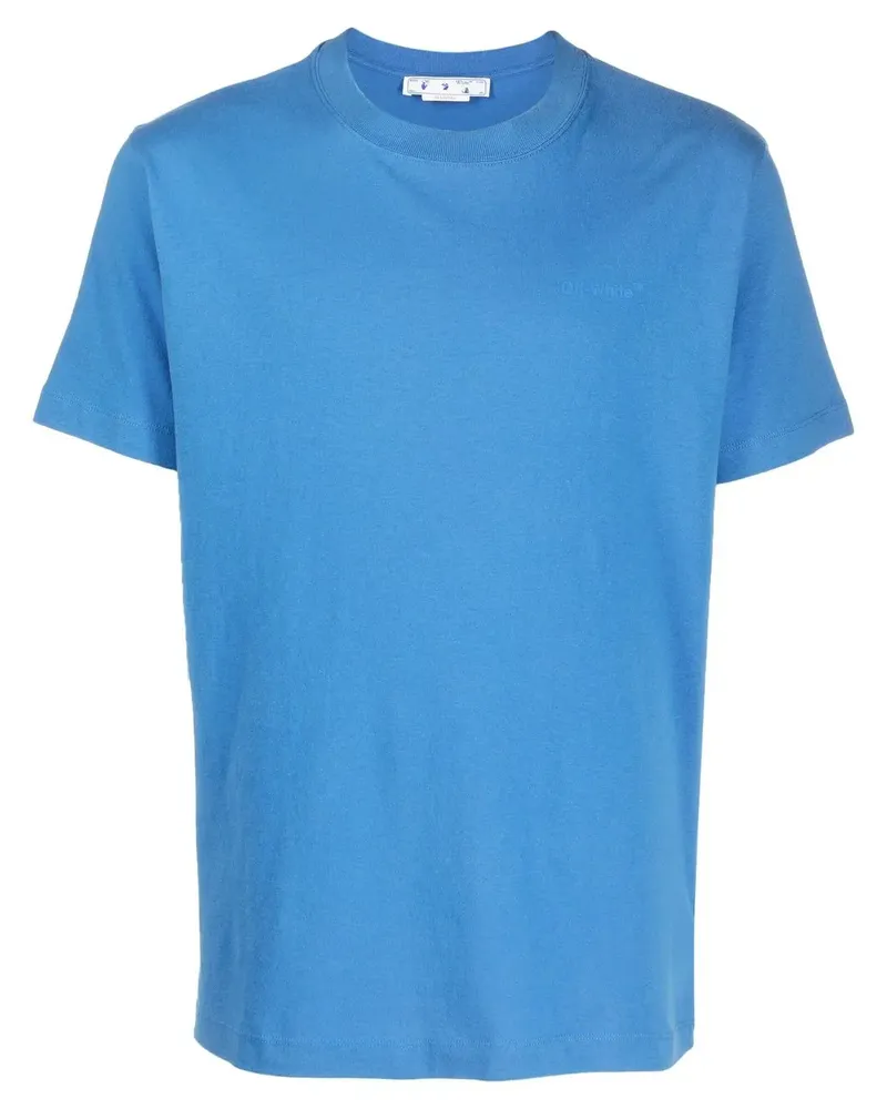 OFF-WHITE T-Shirt mit ikonischem Print aus diagonalen Streifen - Blau Blau