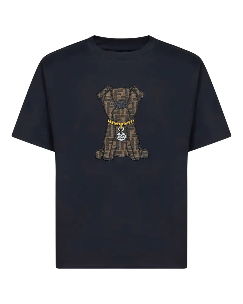 Fendi jacquard patch T-shirt - Blau Blau