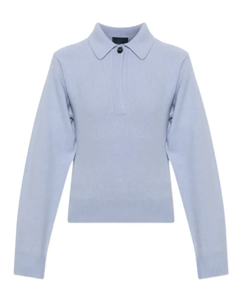 Haikure button-collar wool sweater - Blau Blau