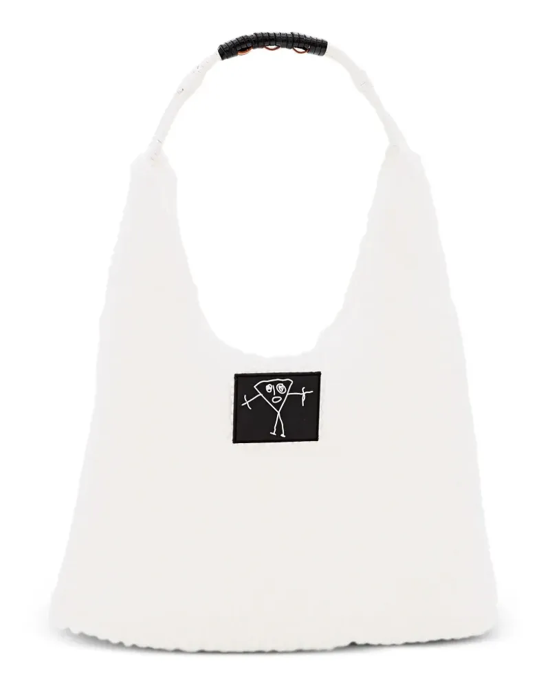 PLAN C Schultertasche in Netzoptik - Weiß Weiß