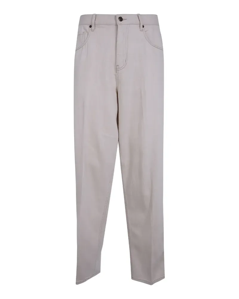 Emporio Armani pressed-crease logo-patch jeans - Nude Nude