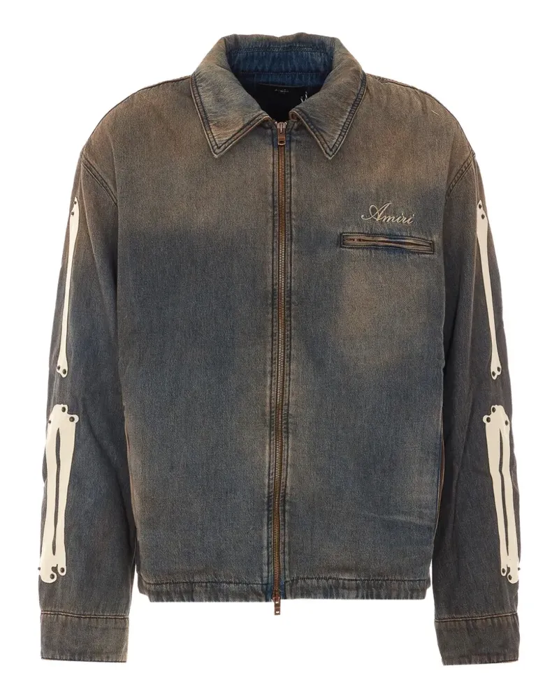 Amiri Lea Bones Jeansjacke mit Reißverschluss - Blau Blau