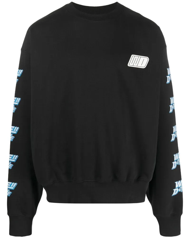 WE 11 DONE Sweatshirt mit Logo-Print Schwarz