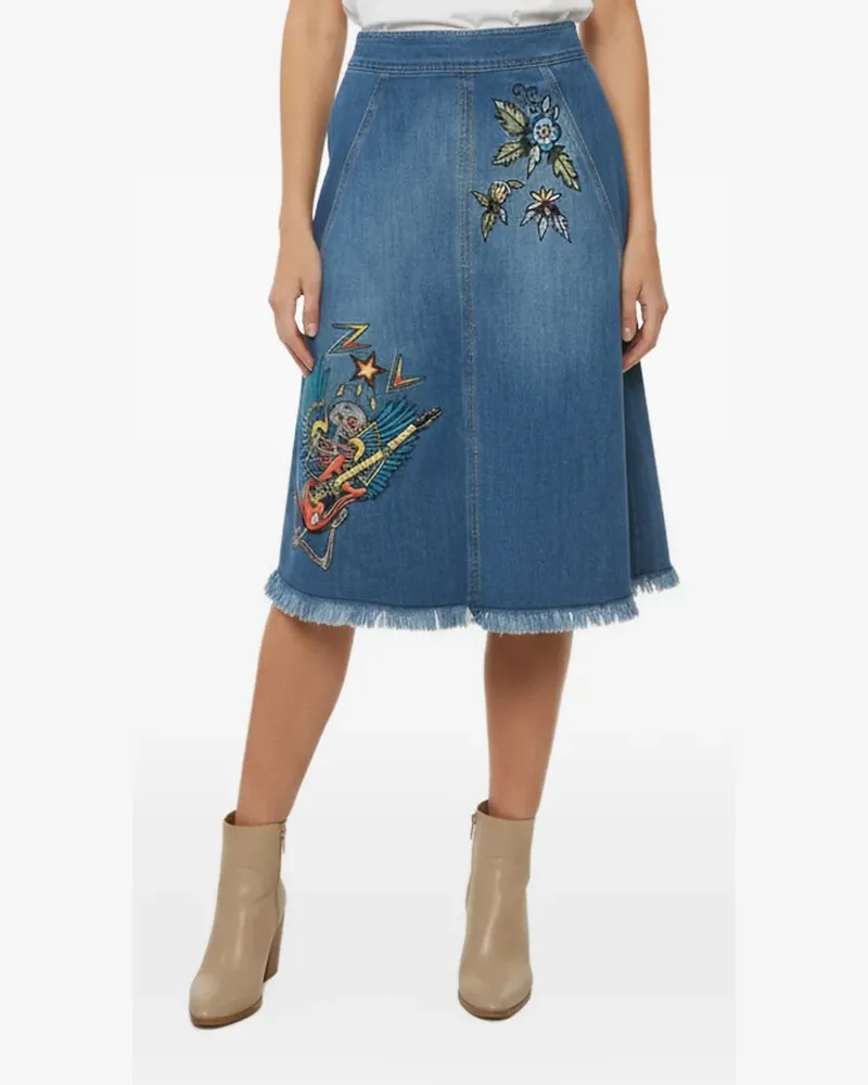 Zadig & Voltaire Jamille flower-embroidered midi skirt - Blau Blau