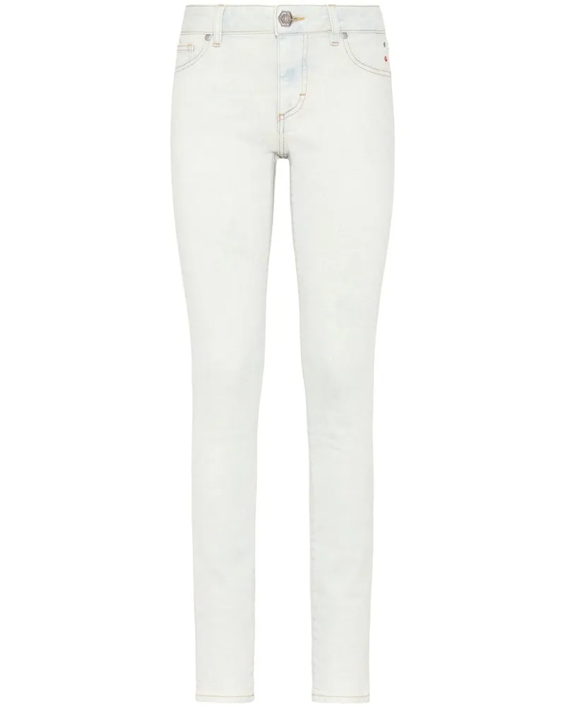 Philipp Plein Jeans-Leggings mit Logo-Applikation Weiß