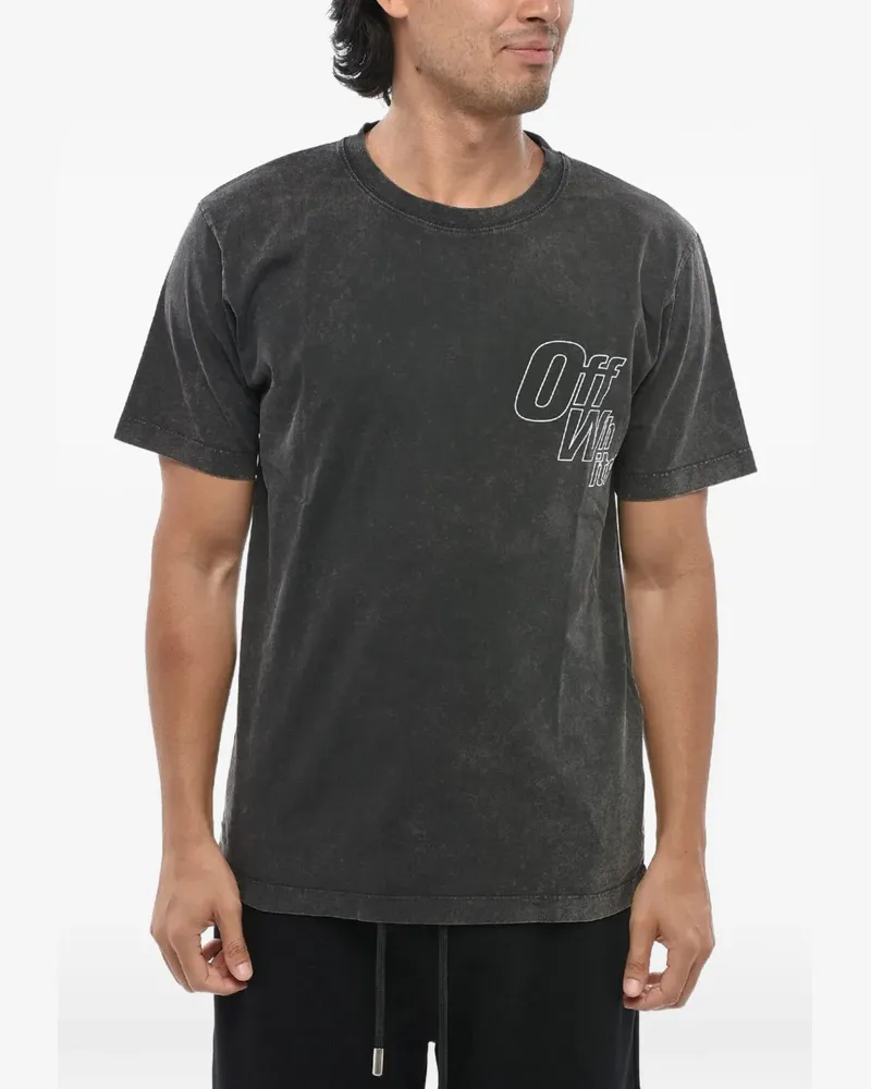 OFF-WHITE Outline Arrow acid-wash T-shirt - Schwarz Schwarz