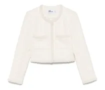 Bouclé-Jacke mit Kunstperlenbesatz - Weiß