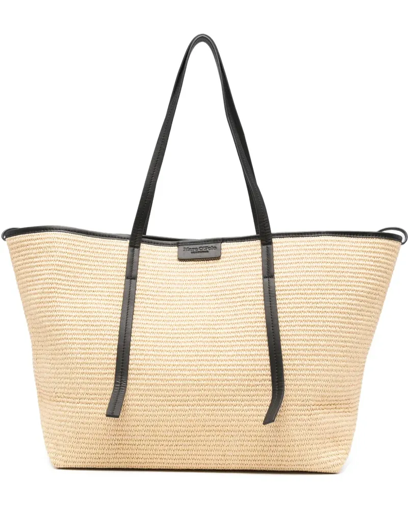 Marc O'Polo Gewebte Tote Bag mit Lederborte - Nude Nude