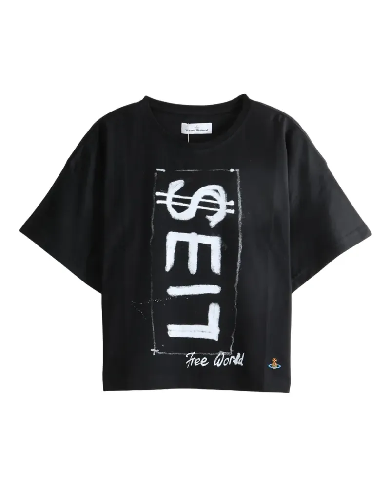 Vivienne Westwood Lies slogan-print orb-embroidered T-shirt - Schwarz Schwarz