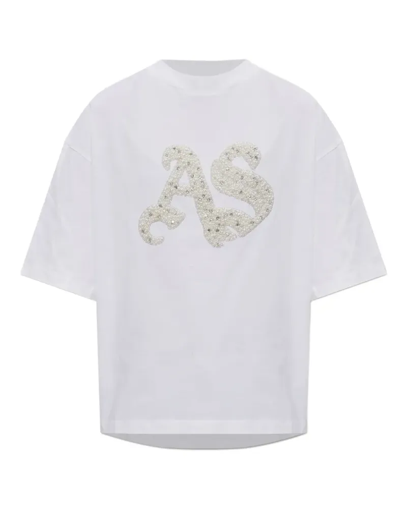 AllSaints Icon Amelie T-Shirt mit Kunstperlen - Weiß Weiß