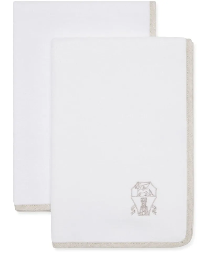 Brunello Cucinelli Handtuch mit Logo-Stickerei (2er-Set) - Weiß Weiß