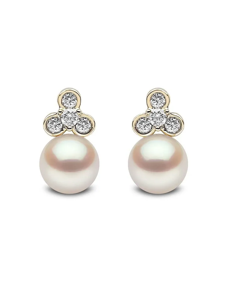 YOKO London 18kt Trend Gelbgoldohrstecker mit Süßwasserperle und Diamanten Gold