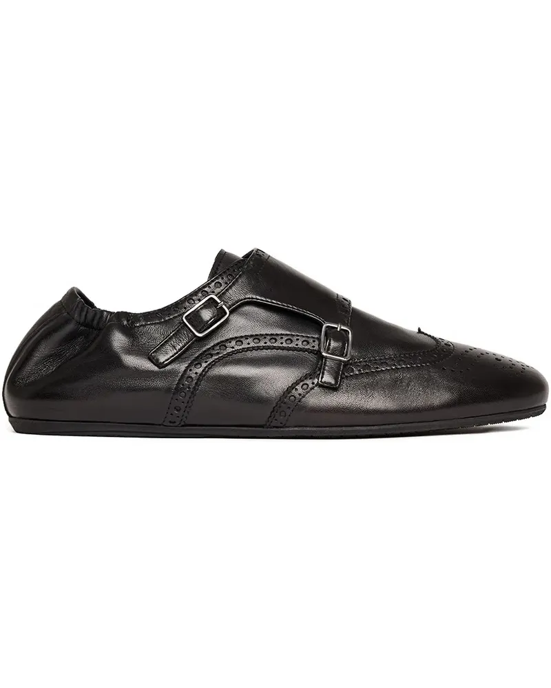 Scarosso Johnny Brogue-Monk-Schuhe mit Schnalle - Schwarz Schwarz
