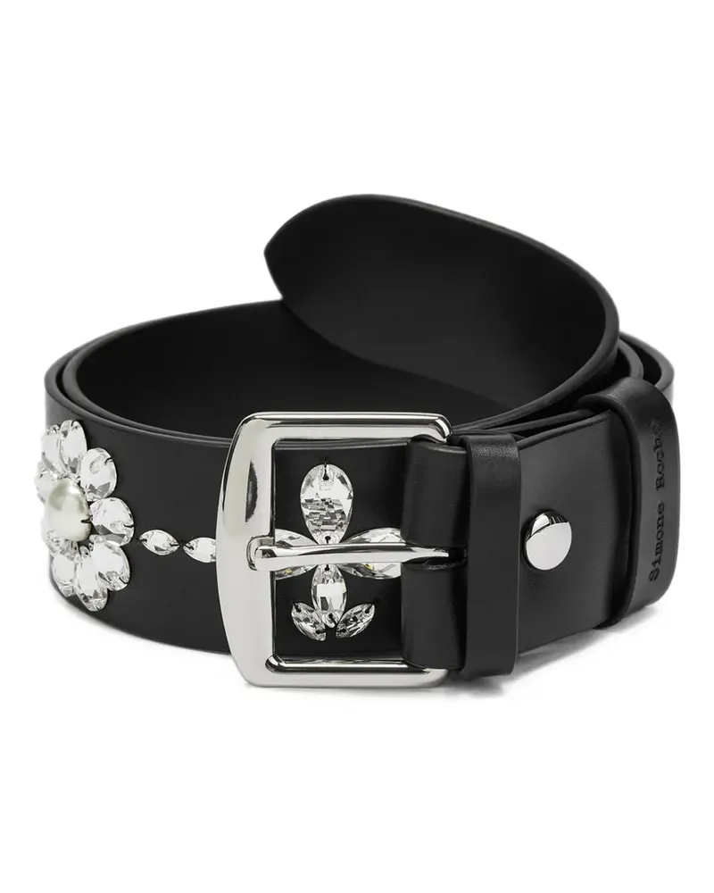 Simone Rocha crystal-embellished leather belt - Schwarz Schwarz