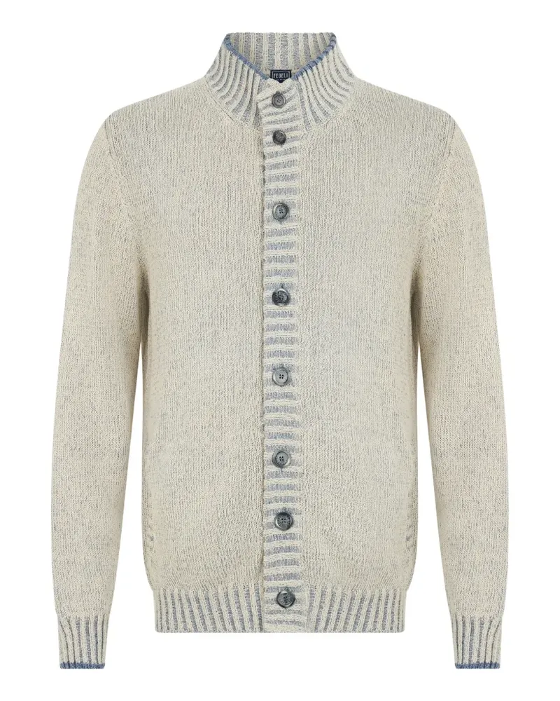 Fedeli button-up ribbed-trim cardigan - Nude Nude