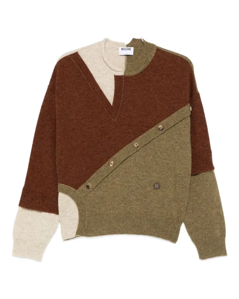 Moschino Pullover in Colour-Block-Optik - Grün Grün