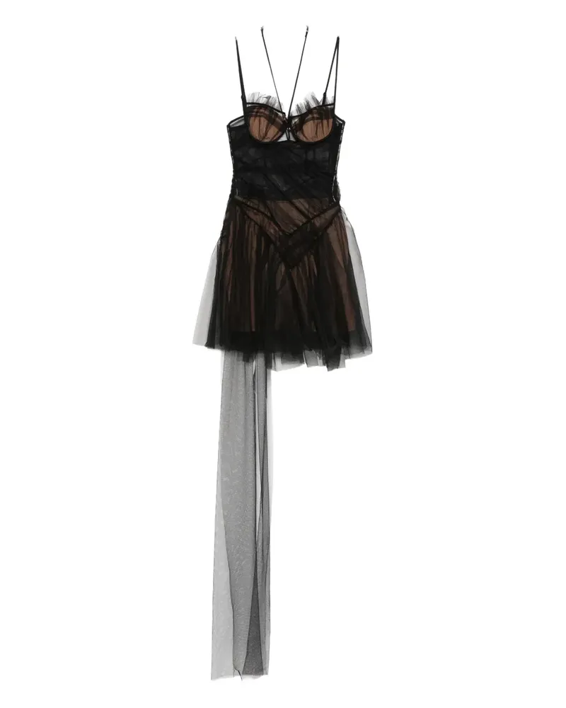 Nensi Dojaka strap-detail tulle mini dress - Schwarz Schwarz