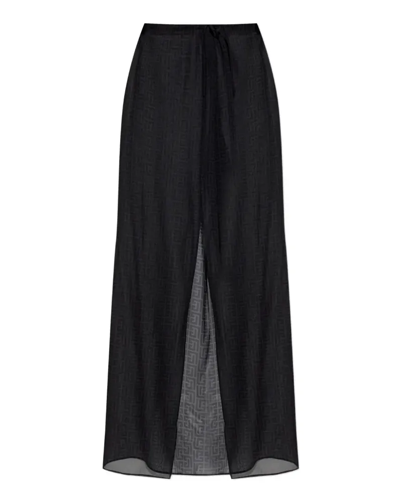 Balmain monogram beach trousers in chiffon - Schwarz Schwarz