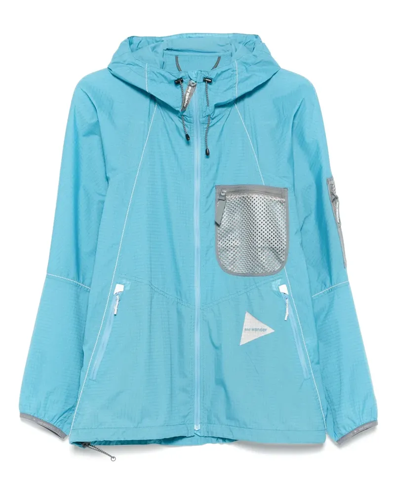 and wander Breath Rip Kapuzenjacke mit Mesh-Taschen - Blau Blau