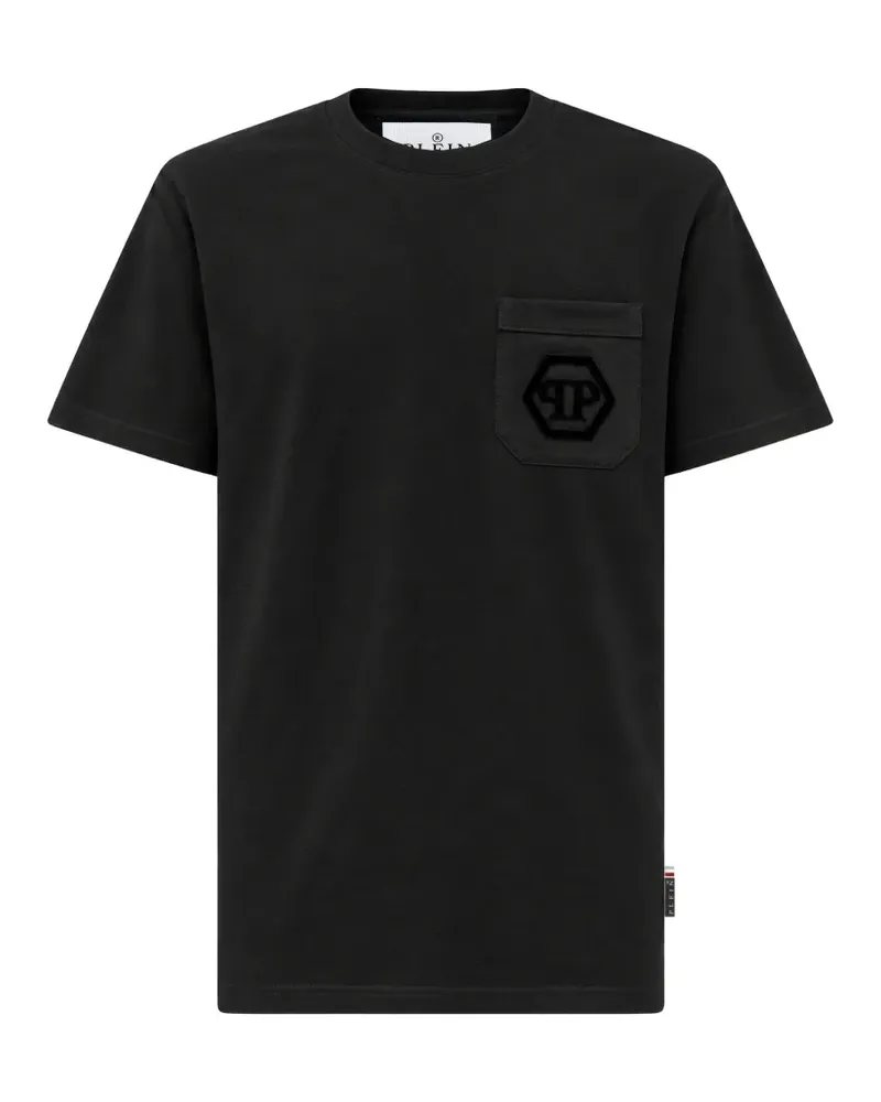Philipp Plein T-Shirt mit sechseckiger Tasche - Schwarz Schwarz